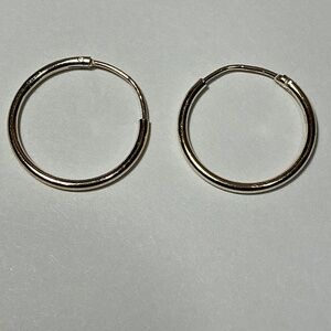 Sterling Silver Continuous Hoop Earrings. 3/4 inch diameter